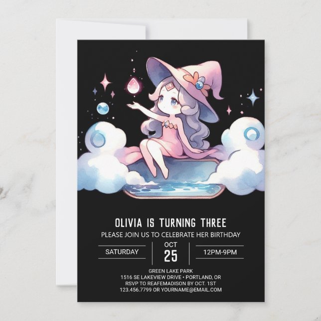 Fantasy Minimalist Wizard Birthday Inbjudningar (Framsida)