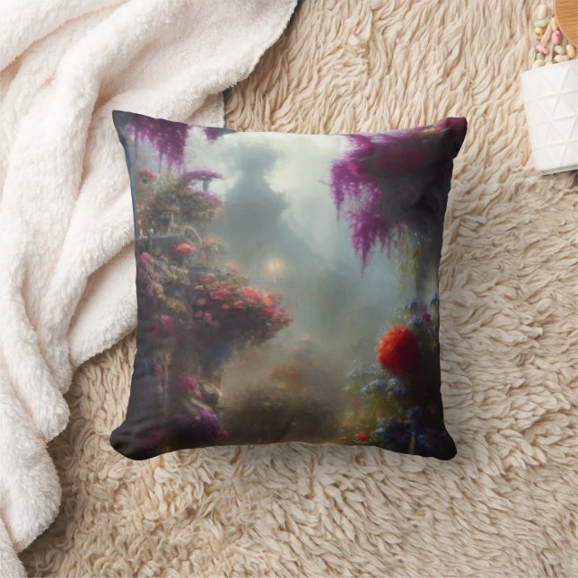 Fantasy Misty Rainy Magic Garden liggande Kudde (Filt)