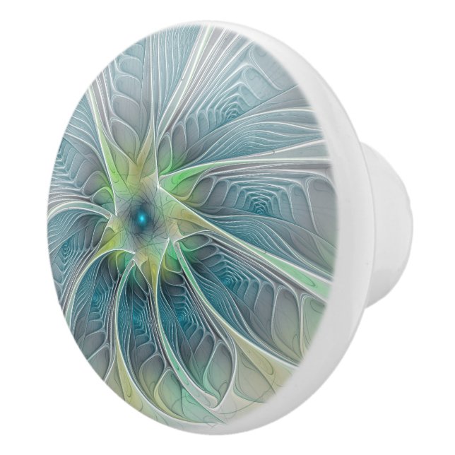 Fantasy Modern Blue Grönt Fractal Flower Knopp (Höger)