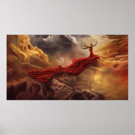 Fantasy, modern konst guld red champion of the clo poster