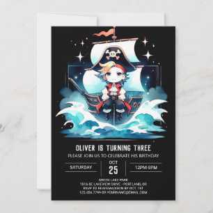 Fantasy Modern Pirat Birthday Inbjudningar