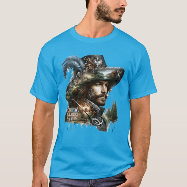 Fantasy Modig Fransk Musketeer T Shirt (Framsida)