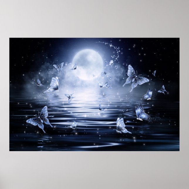 Fantasy Moonlight Butterflies Poster (Framsidan)