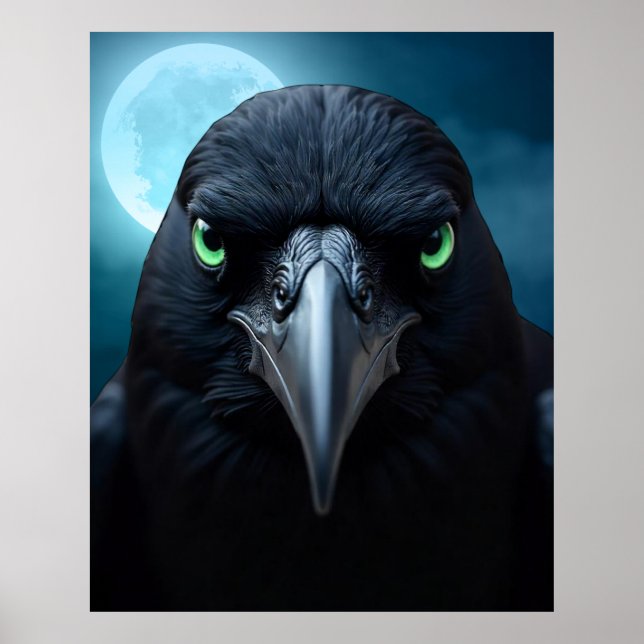 Fantasy Moonlight Corvid Raven Poster (Framsidan)