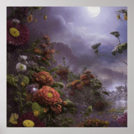 Fantasy Moonlight Magic Garden liggande Poster