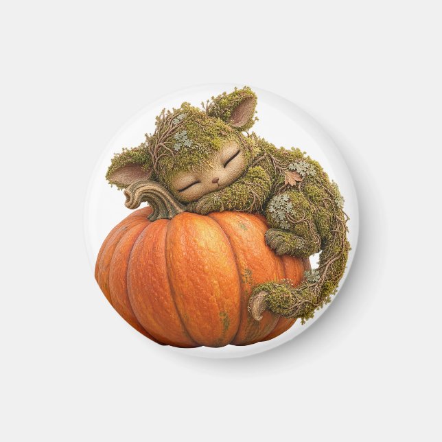 Fantasy Moss Creature med pumpa vykort Magnet (Framsidan)