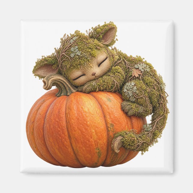 Fantasy Moss Creature med pumpa vykort Magnet (Framsidan)