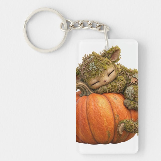Fantasy Moss Creature med pumpa vykort Nyckelring (Framsidan)