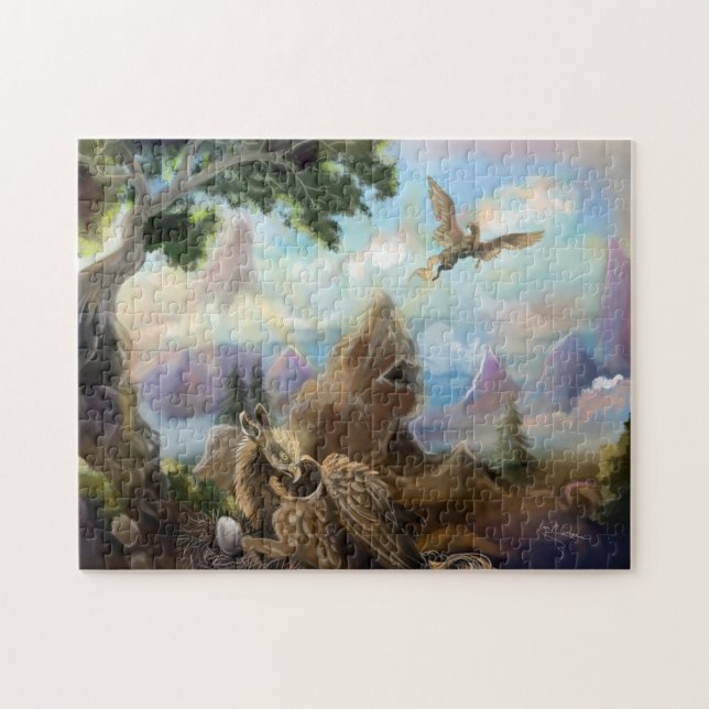 Fantasy Mountains Griffin Nest Pussel (Horisontell)
