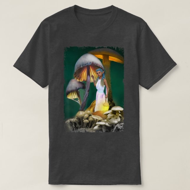 Fantasy Mushroom Fairy Forest T Shirt (Design framsida)