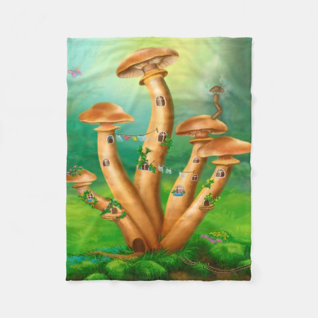 Fantasy Mushrum honey agarics Huset Fleecefilt (Framsidan)