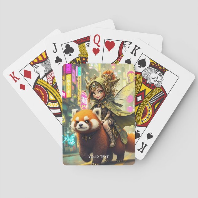 Fantasy Mysig Vild Panda Åktur Casinokort (Baksidan)