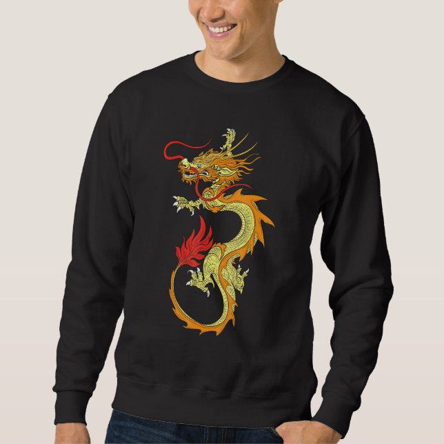 Fantasy Mystic Flies Chinese Dragon Lång Ärmad Tröja (Framsida)