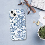 Fantasy Mythical Creatures Vintage Toile Blue<br><div class="desc">Den vita vintagen mönster har mytiska fåglar,  beaster och figurer i ett fantasinlandskap i blått på vit bakgrund.</div>