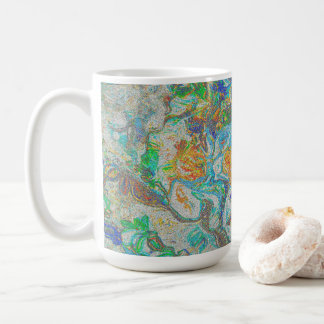Fantasy Natur Abstrakt - Boho Färgrik Konst Kaffemugg