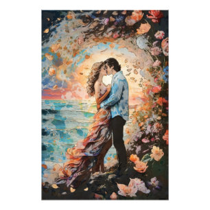 *~* Fantasy Ocean Couple Romantic AP51 Hai-t Fototryck