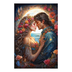 *~* Fantasy Ocean Couple Romantic AP51 Moonlight Fototryck