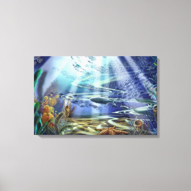 Fantasy Ocean Golv 16x25 Wrapped Canvas (Framsida)