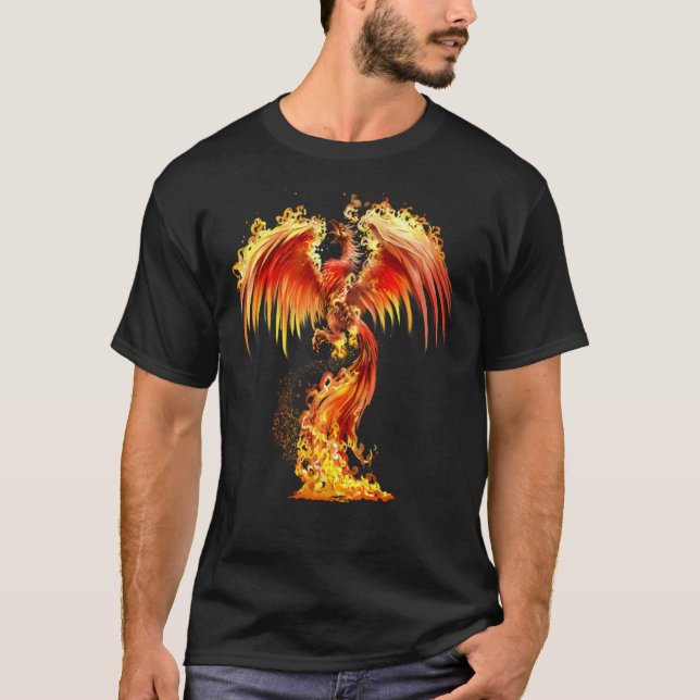 Fantasy Orange Fire Phoenix stiger från Fiery A T Shirt (Framsida)