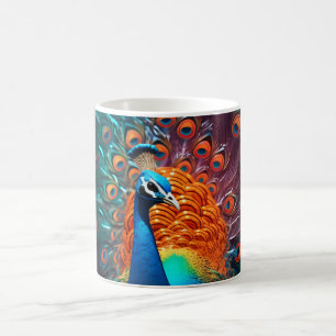 Fantasy Orange Peacock Kaffemugg