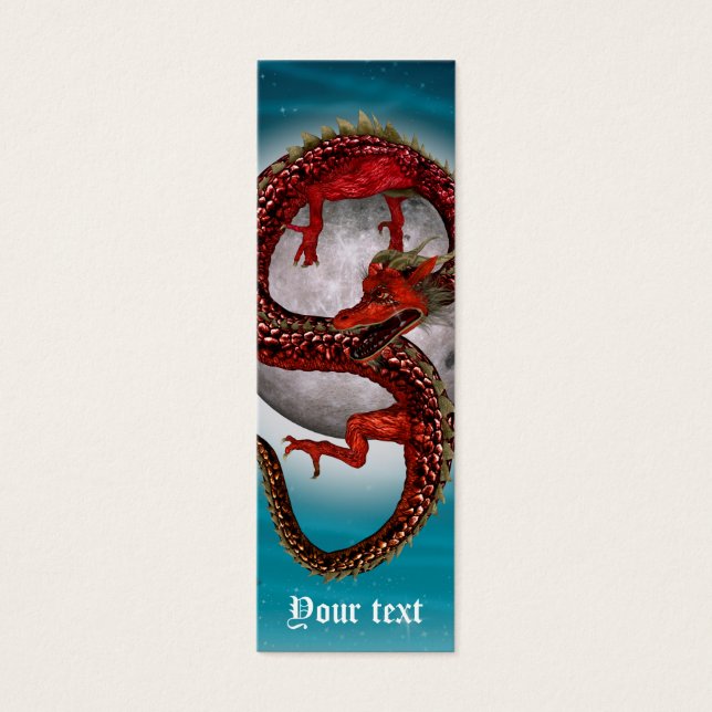 Fantasy Östra Röda Drakon Litet Visitkort (Framsidan)