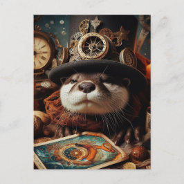 Fantasy Otter Steampunk Tarot Card Reader Vykort