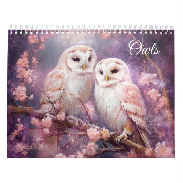 Fantasy Owls in Abstract Style Kalender (Omslag)