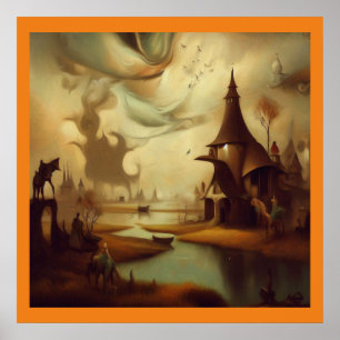 Fantasy Painting 3 - Mellanliggande liggande Poster