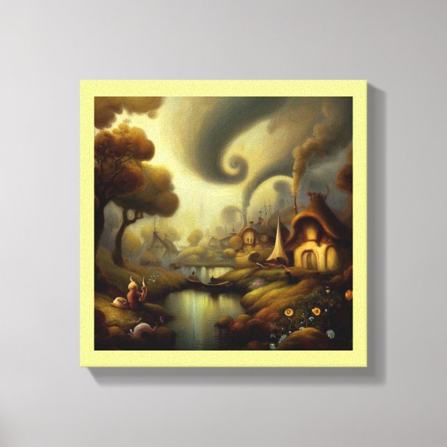 Fantasy Painting 5 - Bylandscape Canvastryck (Framsida)
