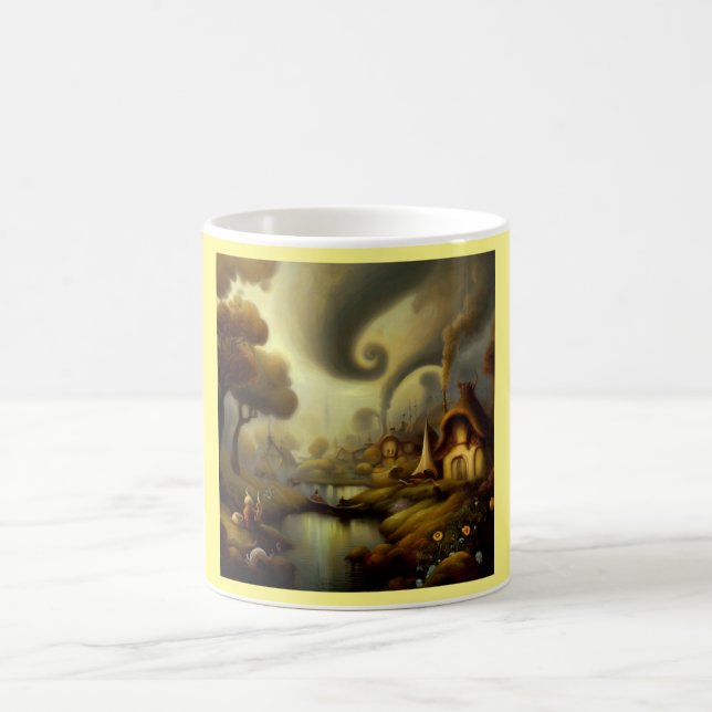 Fantasy Painting 5 - bylandskap Kaffemugg (Center)
