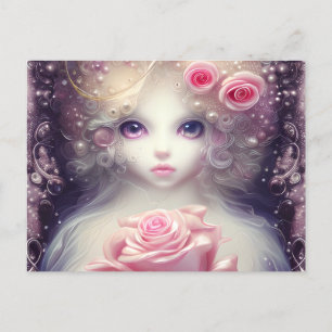 Fantasy Painting of a SciFi Fuffly Baby Cat Vykort