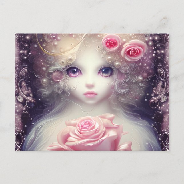 Fantasy Painting of a SciFi Fuffly Baby Cat Vykort (Framsida)