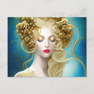 Fantasy Painting of a Sensuell Female Swimming Und Vykort