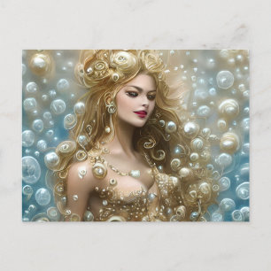 Fantasy Painting of a Sensuell Female Swimming Und Vykort