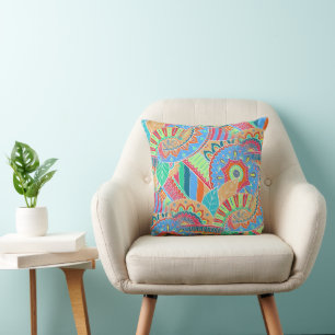 Fantasy Paisley Ornaments Seamless Mönster 2 Kudde