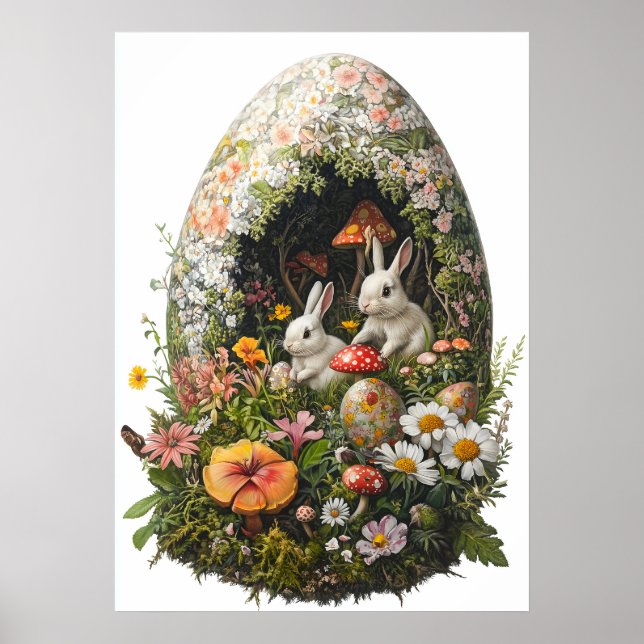 Fantasy Påskägg Forest Bunny Poster (Framsidan)