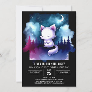 Fantasy Pastel Cat Birthday Inbjudningar