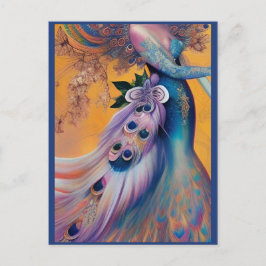 Fantasy Peacock Bröllop Dress Fairytale Bride Vykort