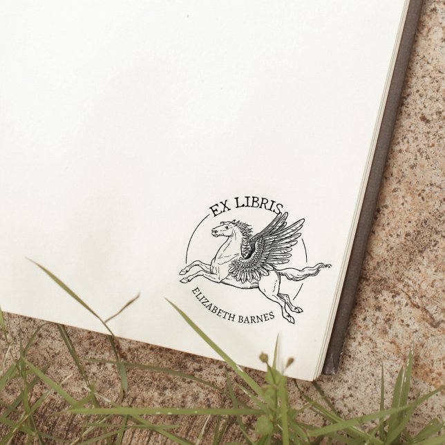 Fantasy Pegasus Häst Ex Libris Bok   Stämpel (Skapare uppladdad)