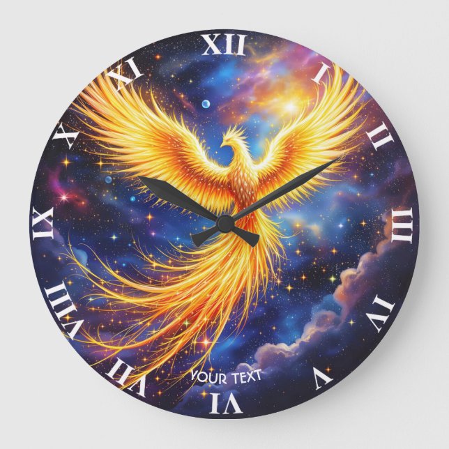 Fantasy Phoenix Stars Space Stor Klocka (Framsida)