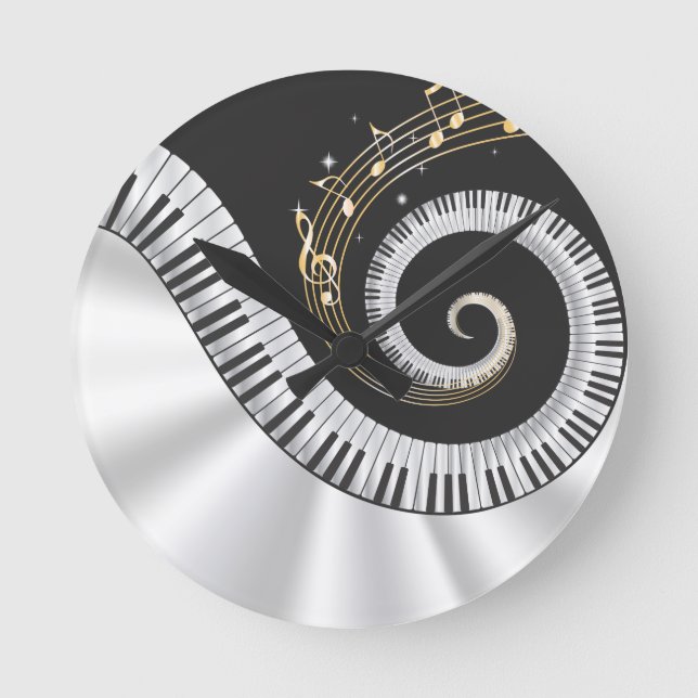 Fantasy Piano Music Älskare Wall Clock Rund Klocka (Framsida)