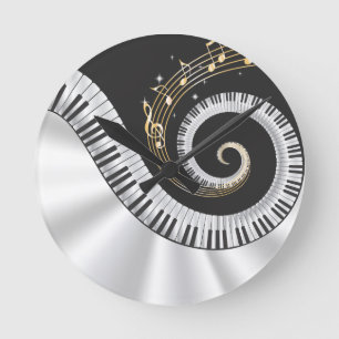Fantasy Piano Music Älskare Wall Clock Rund Klocka