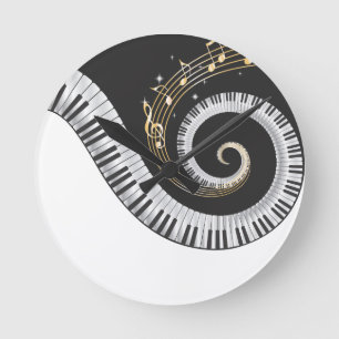 Fantasy Piano Music Älskare Wall Clock Rund Klocka