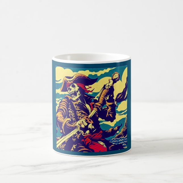 Fantasy Pirat Anime - Woodcut 1 Kaffemugg (Center)