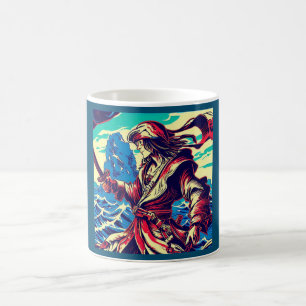 Fantasy Pirat Anime - Woodcut 2 Kaffemugg