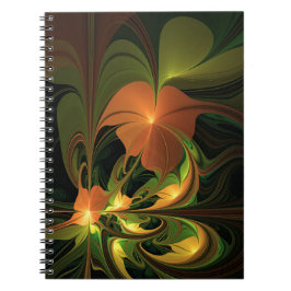 Fantasy Plant Abstrakt Grönt Rust Brown Fractal Anteckningsbok