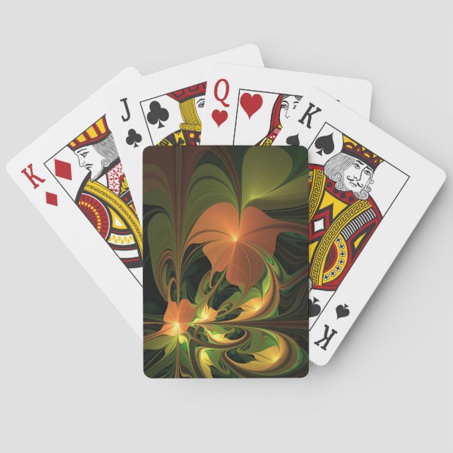 Fantasy Plant Abstrakt Grönt Rust Brown Fractal Casinokort (Baksidan)
