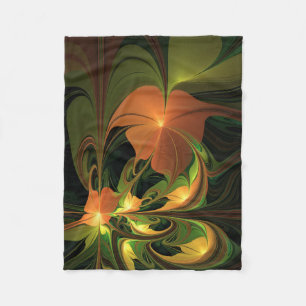 Fantasy Plant Abstrakt Grönt Rust Brown Fractal Fleecefilt