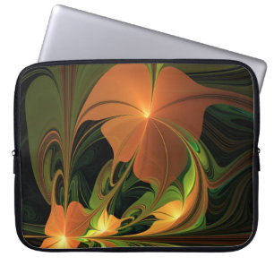 Fantasy Plant Abstrakt Grönt Rust Brown Fractal Laptop Fodral
