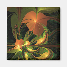 Fantasy Plant Abstrakt Grönt Rust Brown Fractal Magnet